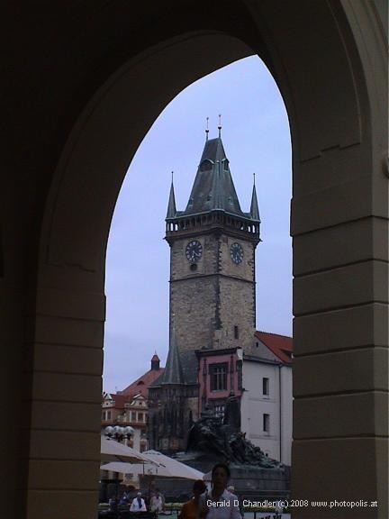 Old Town Clock Tower seen through arch