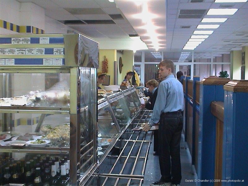 Bright, clean, cafeteria, where we ate lunch