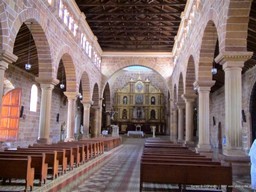 Temple interior with stone columns