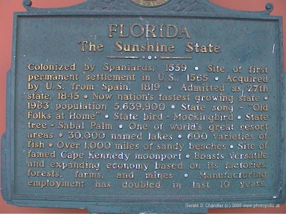 1963 sign summarizing FLorida, The Sunshine State
